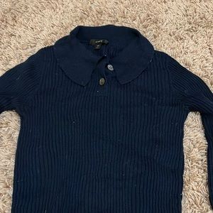 jcrew navy blue merino wool two button sweater with collar